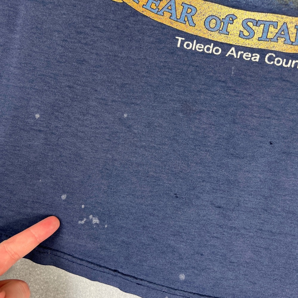 VTG Boy‎ Scouts Galaxy Stars T Shirt Fits Small Distressed Year of Starfire Ohio - Picture 5 of 13